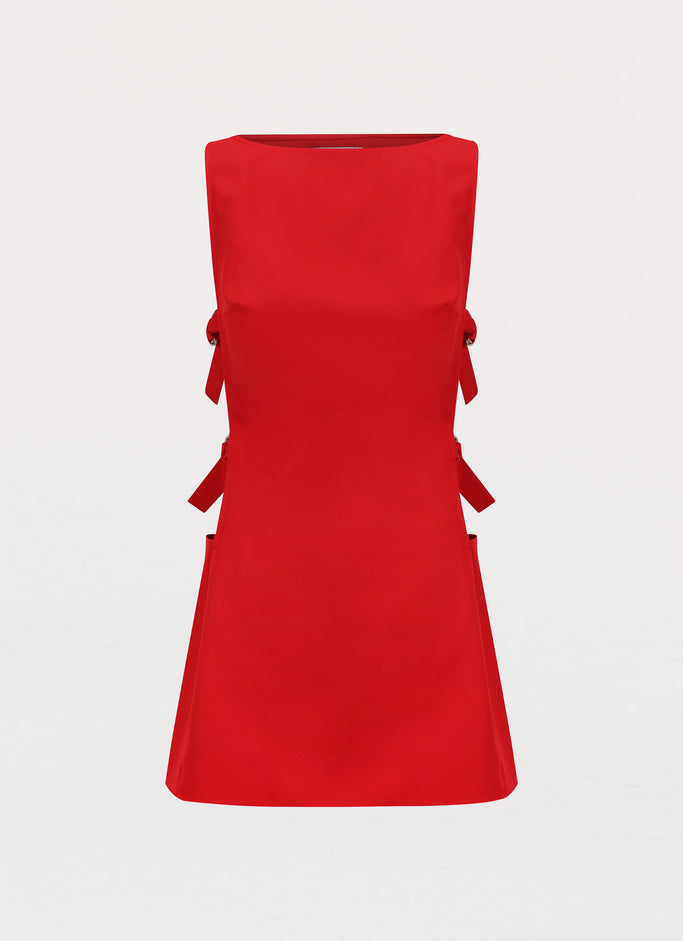 Cherish You Buckle Mini Dress - Red