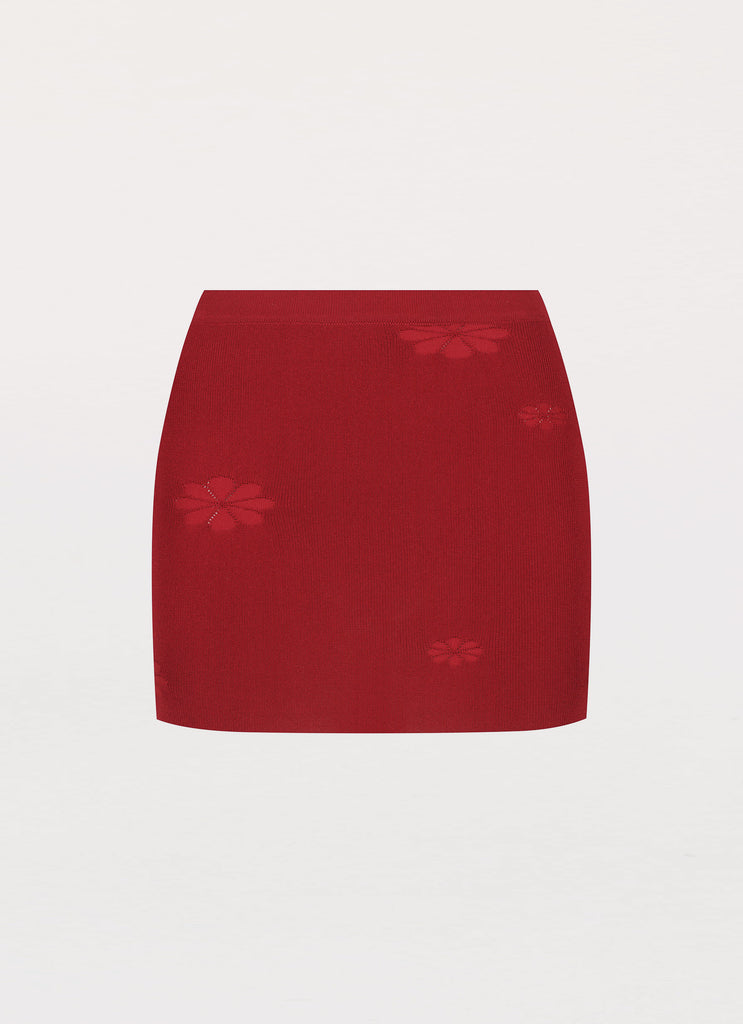 Holly Knit Mini Skirt - Rouge Red