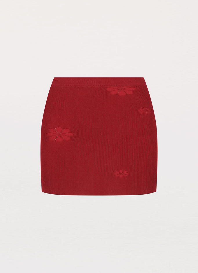 Holly Knit Mini Skirt - Rouge Red