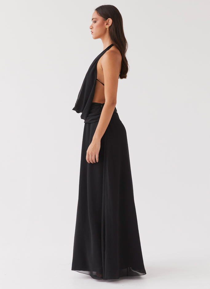 Elysia Chiffon Maxi Dress - Black