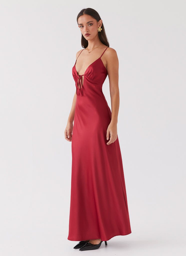 Flora Satin Maxi Dress - Cherry Peppermayo US Flora Satin Maxi Dress - Cherry Peppermayo US