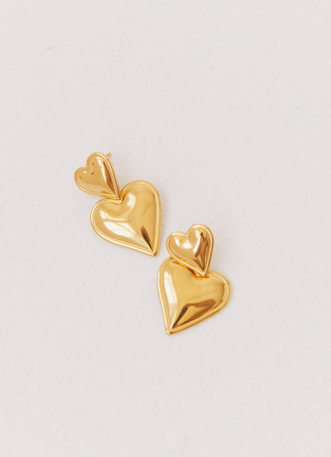 Diah Heart Earrings - Gold