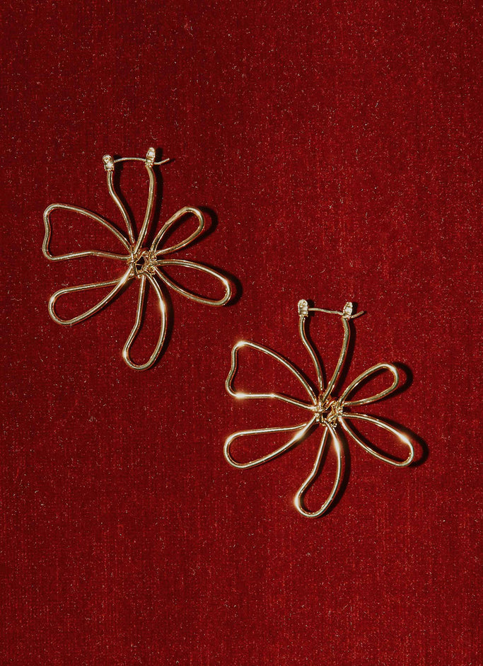 Glinda Flower Hoop Earrings - Gold