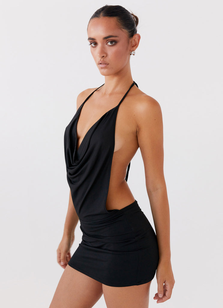 Calista Halterneck Mini Dress - Black Peppermayo US Calista Halterneck Mini Dress - Black Peppermayo US