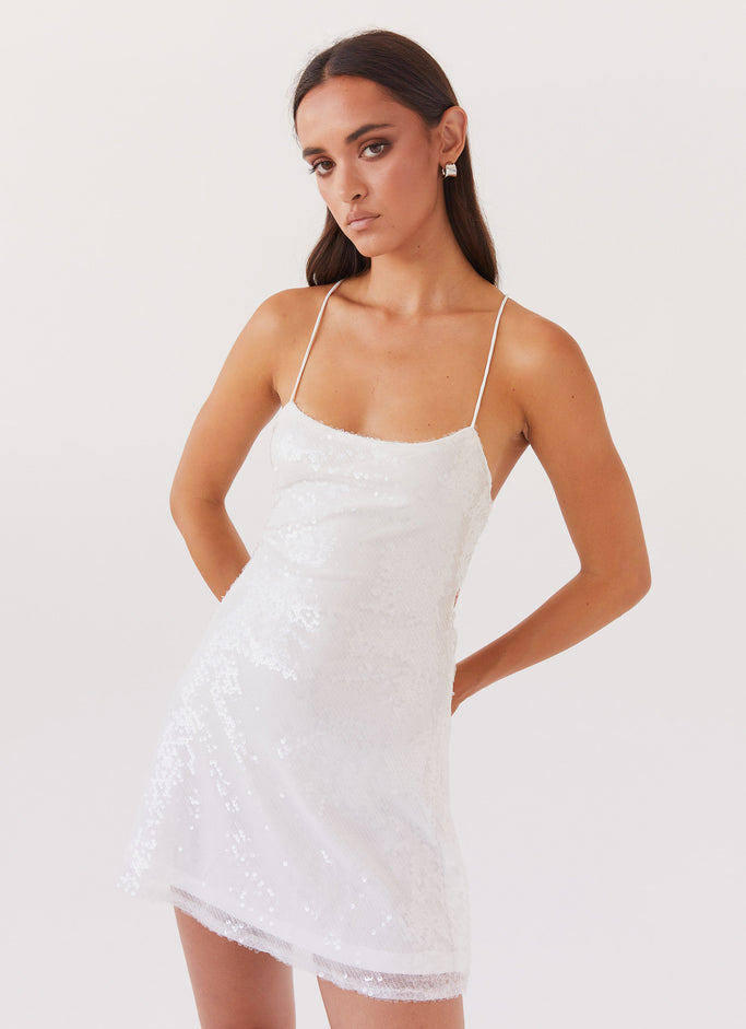 Endless Glow Sequin Mini Dress - White