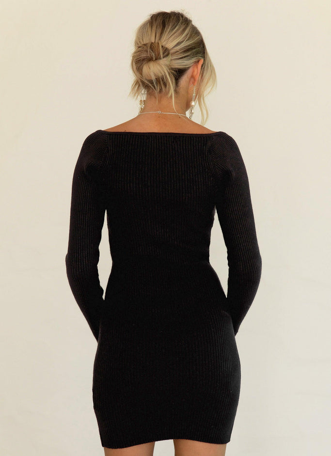 Vana Knit Mini Dress - Black
