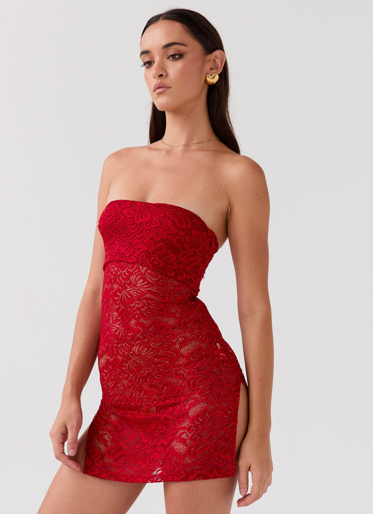 Delilah Lace Tube Dress - Red Rose Peppermayo US Delilah Lace Tube Dress - Red Rose Peppermayo US