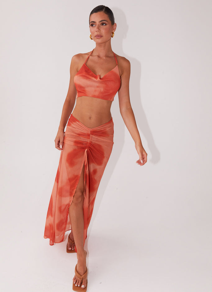 Zenta Ruched Maxi Skirt - Copper
