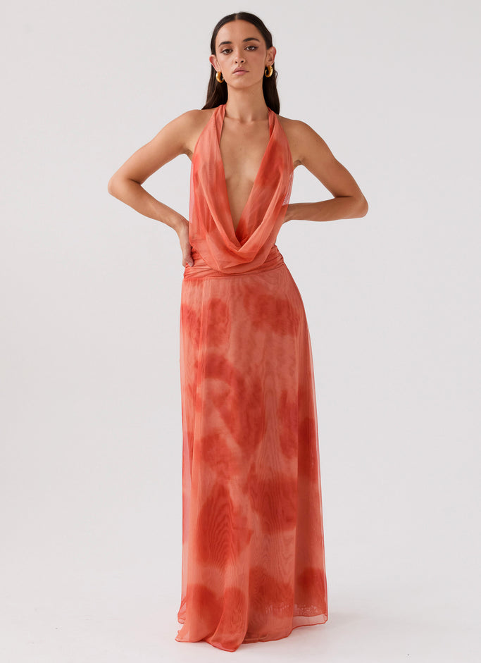 Sanderson Long Sleeve Wrap Maxi Dress - Orange