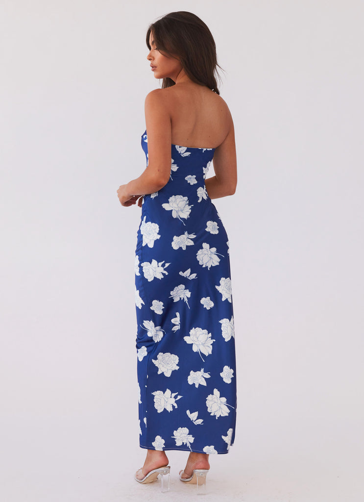 Womens What I Want Maxi Dress in the colour Navy Flora in front of a light grey background