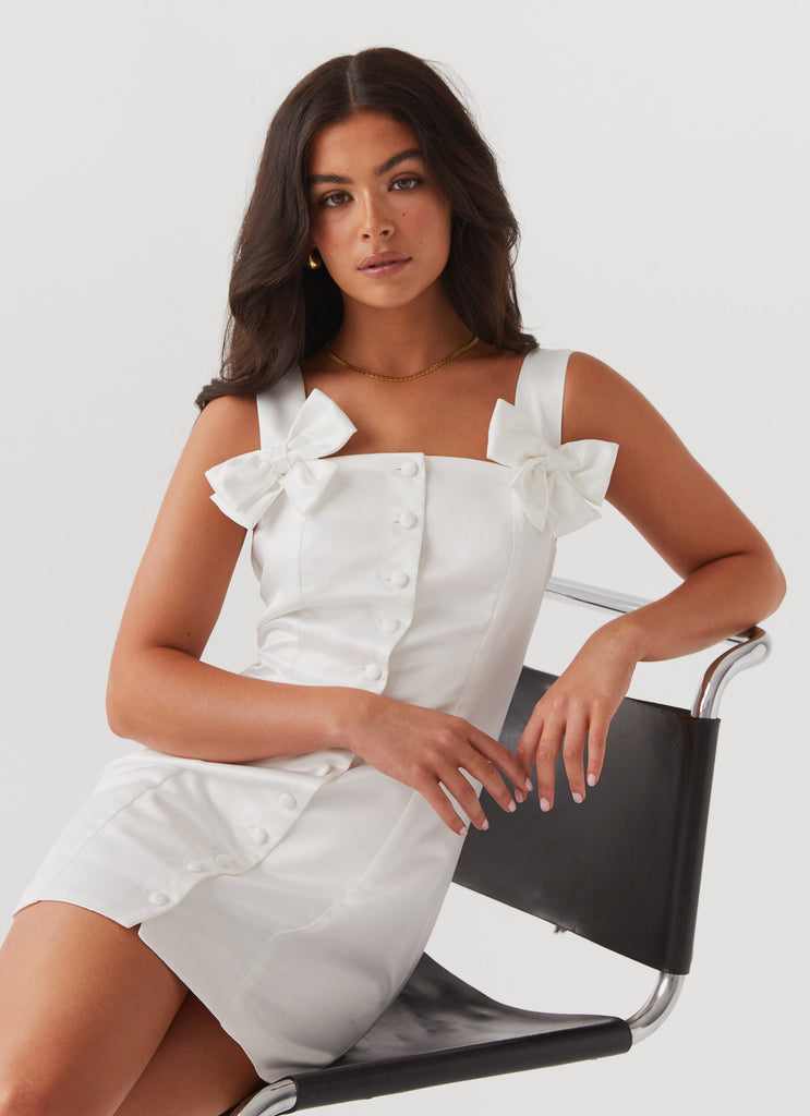 Brielle Bow Satin Mini Dress Brielle Bow Satin Mini Dress