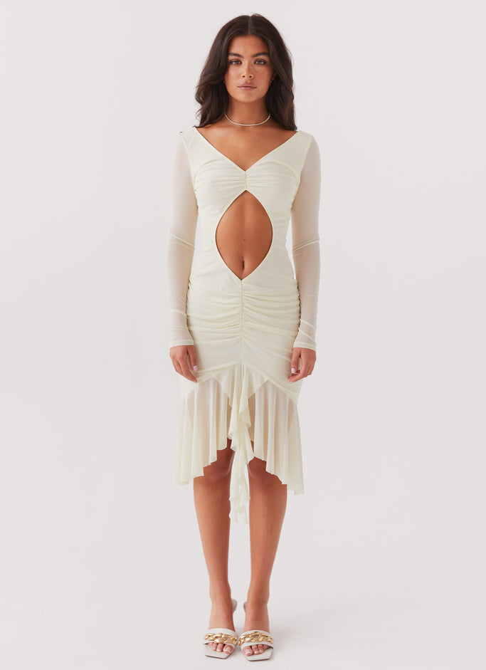 Kiara Mesh Midi Dress - Limoncello