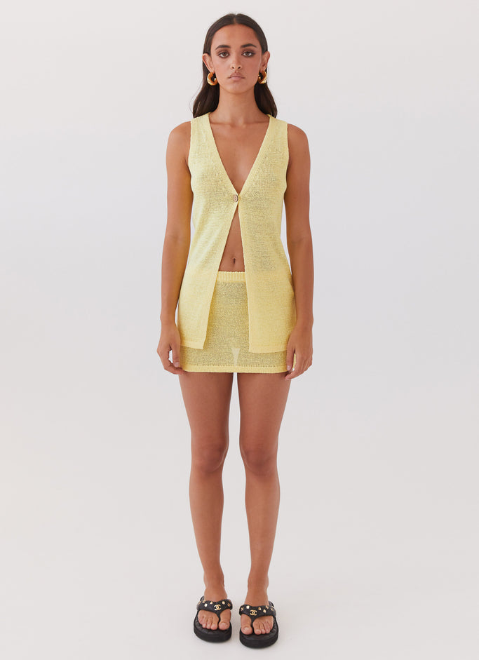 Capri Glow Knit Mini Skirt - Canary