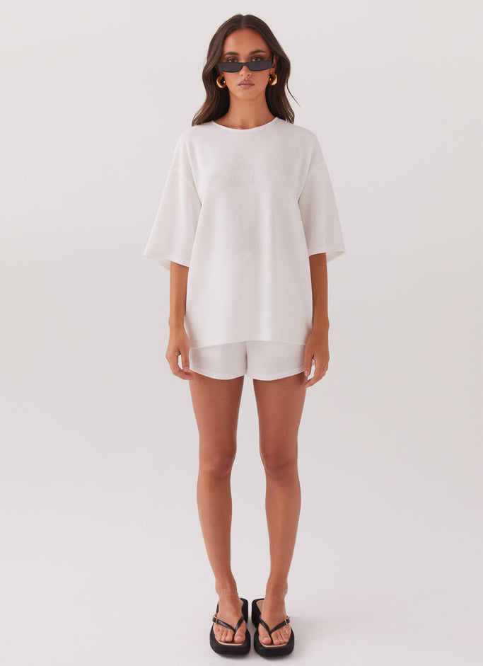 Ocean Waves Knit Shorts - White