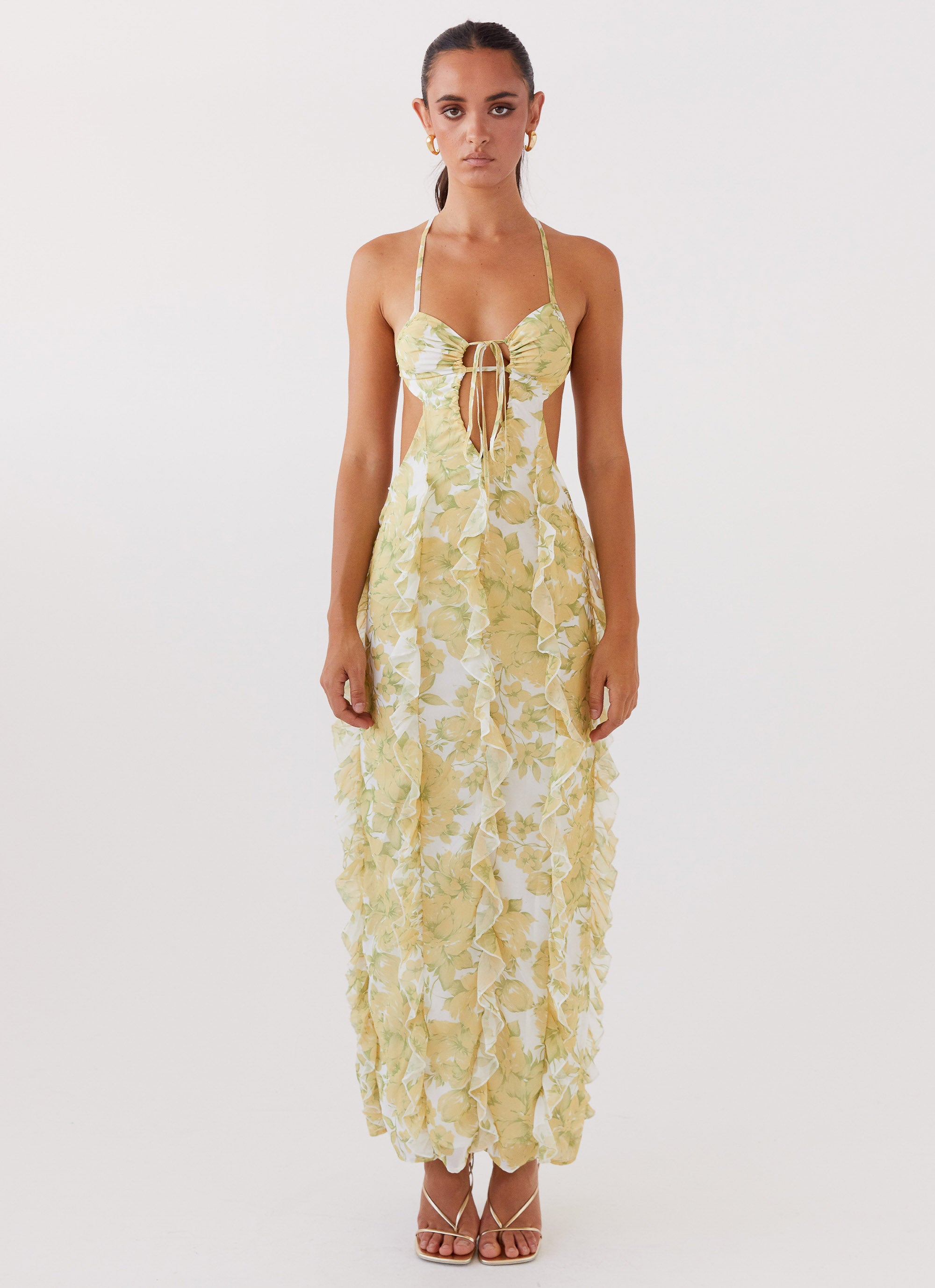Sunset Kisses Ruffle Maxi Dress - Daffodil – Peppermayo US