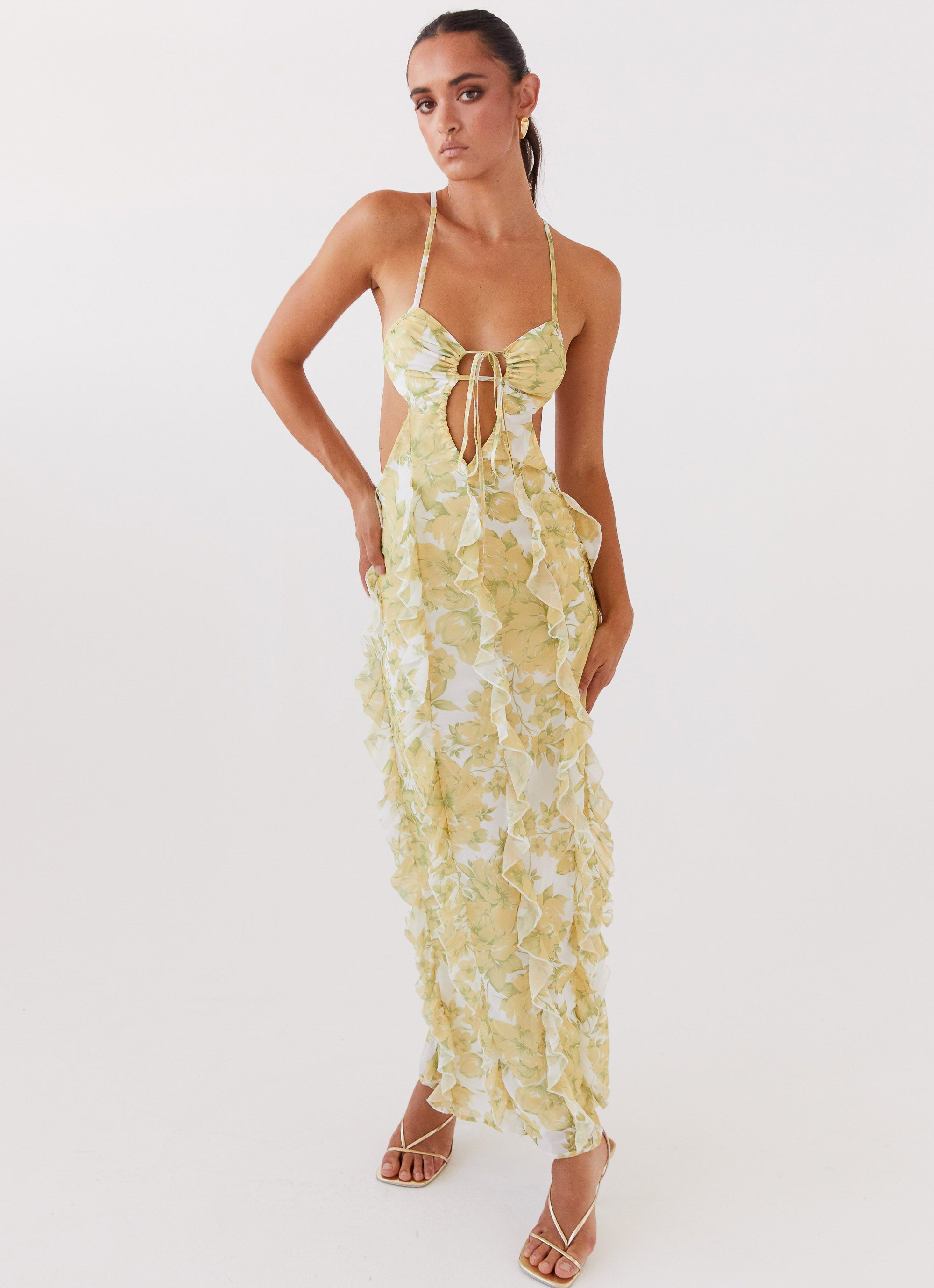 Sunset Kisses Ruffle Maxi Dress - Daffodil – Peppermayo US