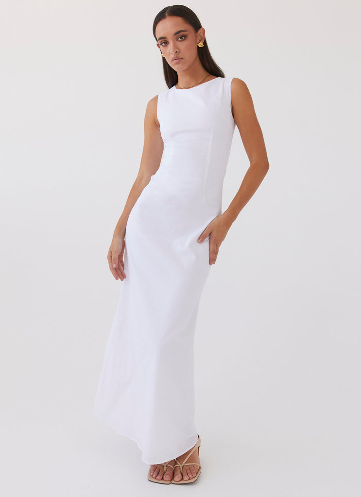 Eloise High Neck Maxi Dress - White – Peppermayo US