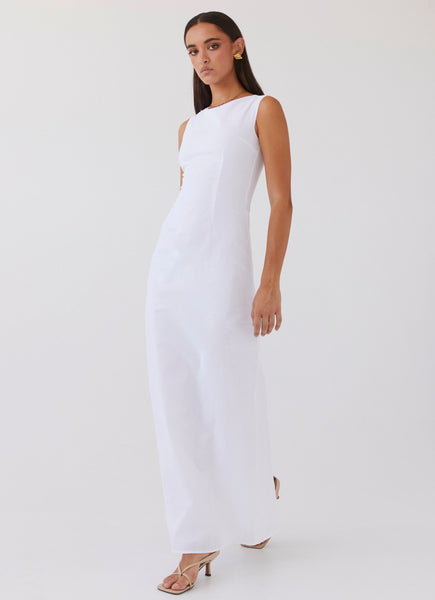 Eloise High Neck Maxi Dress - White  Peppermayo US