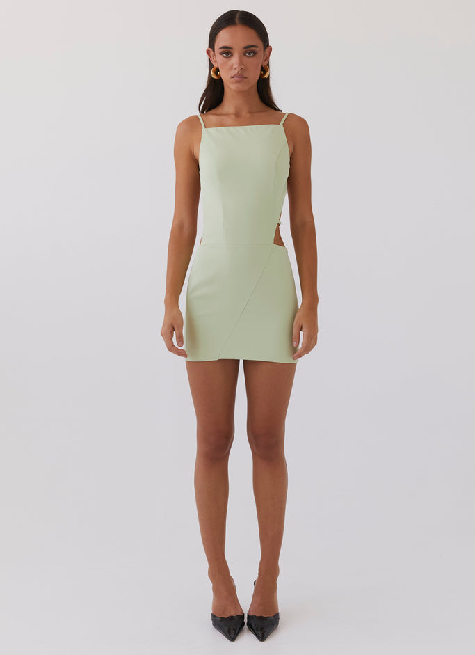 Lindsey Cutout Mini Dress - Green Zest