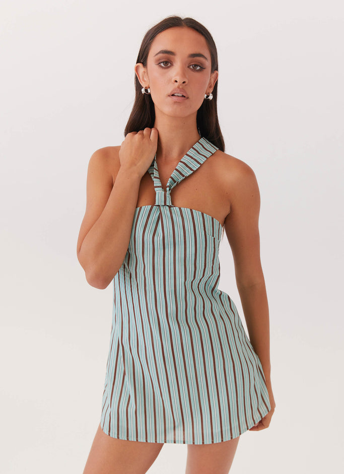 Keira Linen Mini Dress - Coastal Stripe