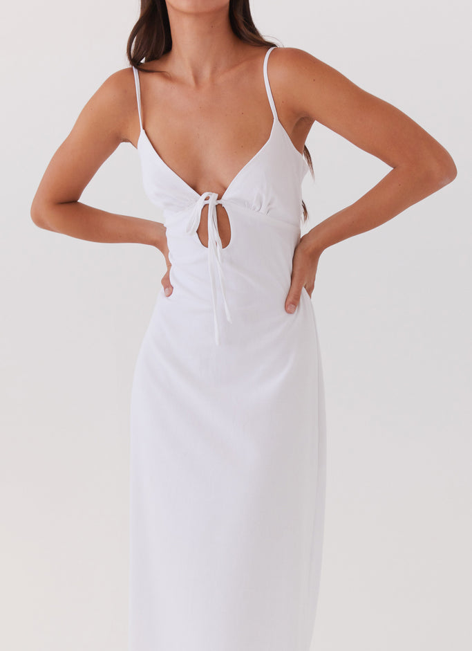 Flora Linen Maxi Dress - White