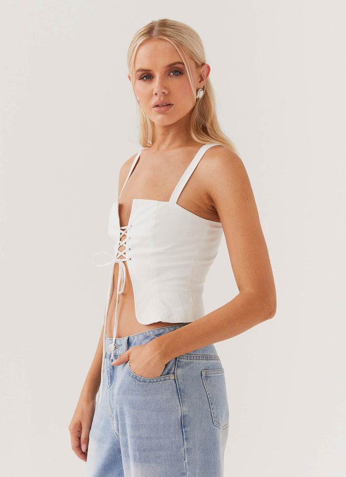 Hopeful Hearts Bustier Top - White