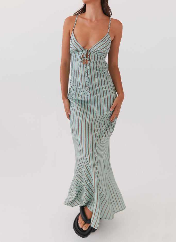 Flora Linen Maxi Dress - Coastal Stripe