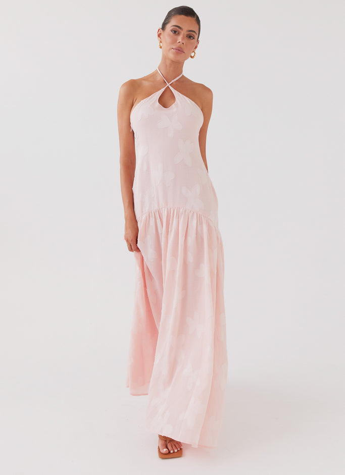 Blushed Cross Neckline Maxi Dress - Pink Petal