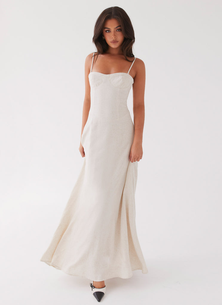 Angelina Linen Maxi Dress - Oatmeal Peppermayo US Angelina Linen Maxi Dress - Oatmeal Peppermayo US