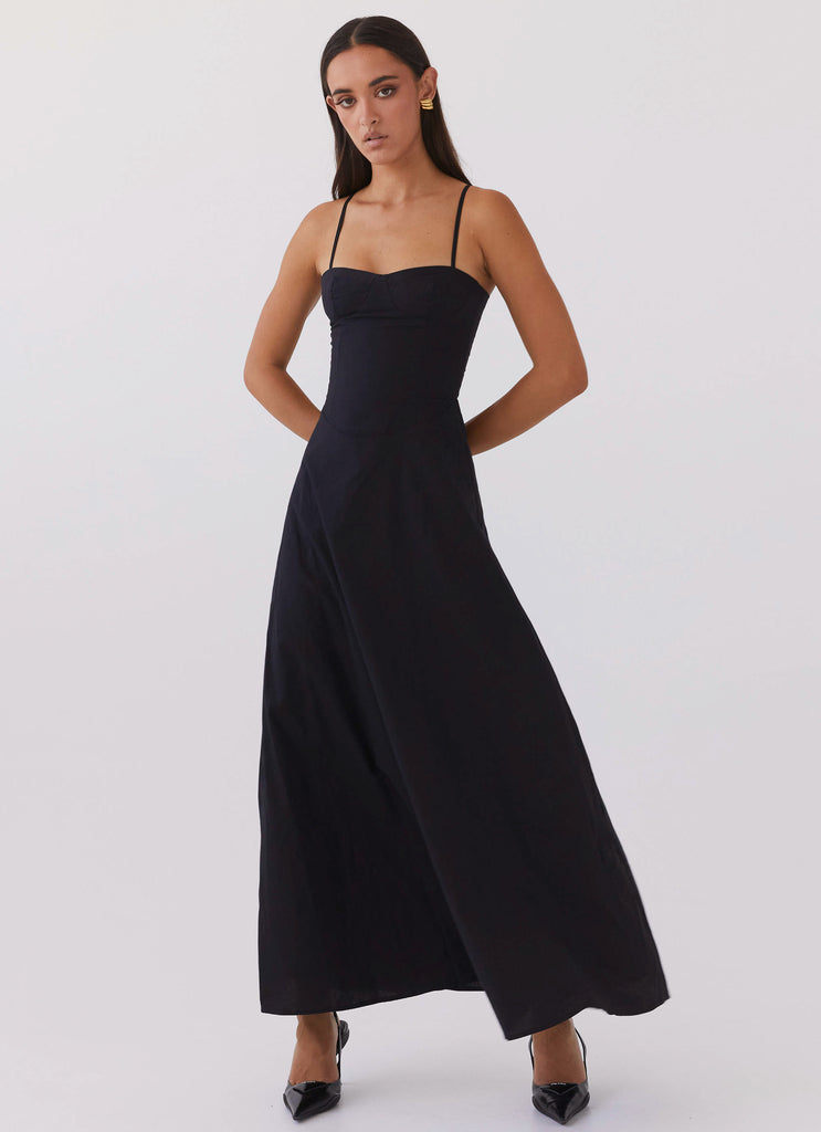 Angelina Linen Maxi Dress - Black – Peppermayo US