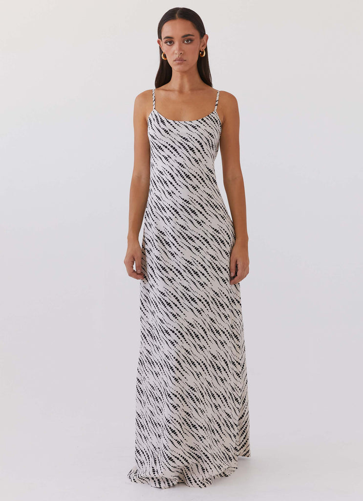 Womens Carol Maxi Slip Dress in the colour Pebble in front of a light grey background