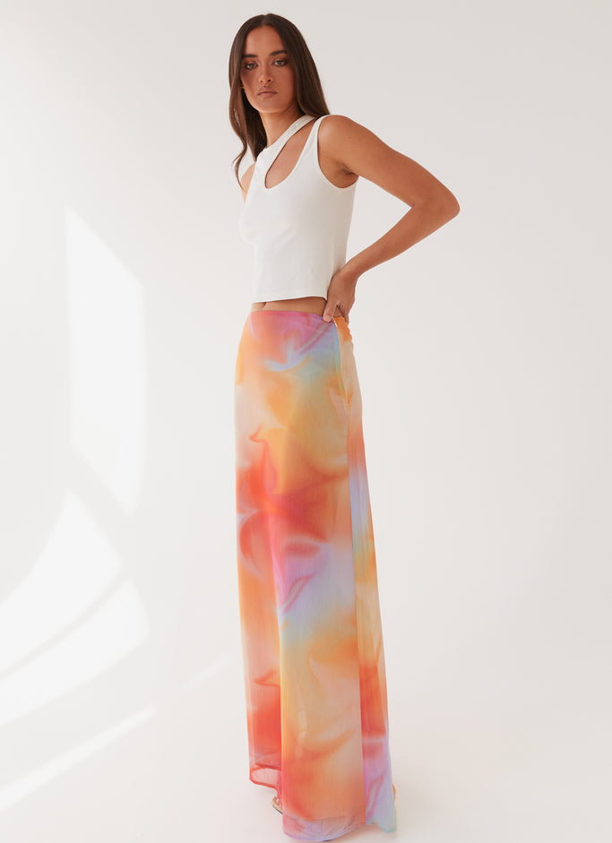 Sunlight Cascade Maxi Skirt - Rainbow Radiance