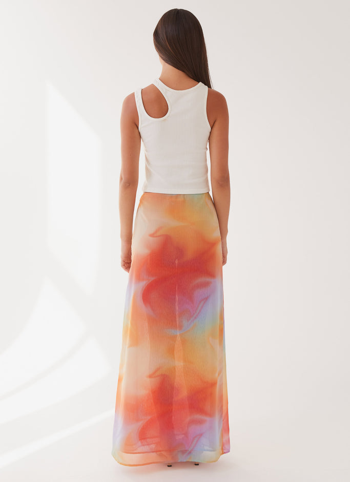 Sunlight Cascade Maxi Skirt - Rainbow Radiance
