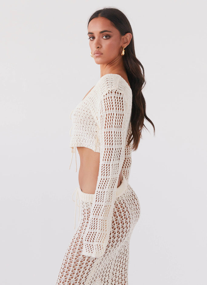 Rosalina Crochet Long Sleeve Top - Natural