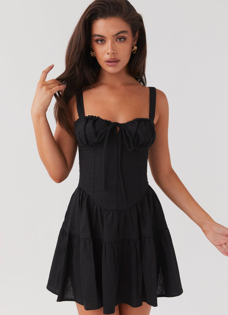 Lucie Linen Mini Dress - Black Peppermayo US Lucie Linen Mini Dress - Black Peppermayo US