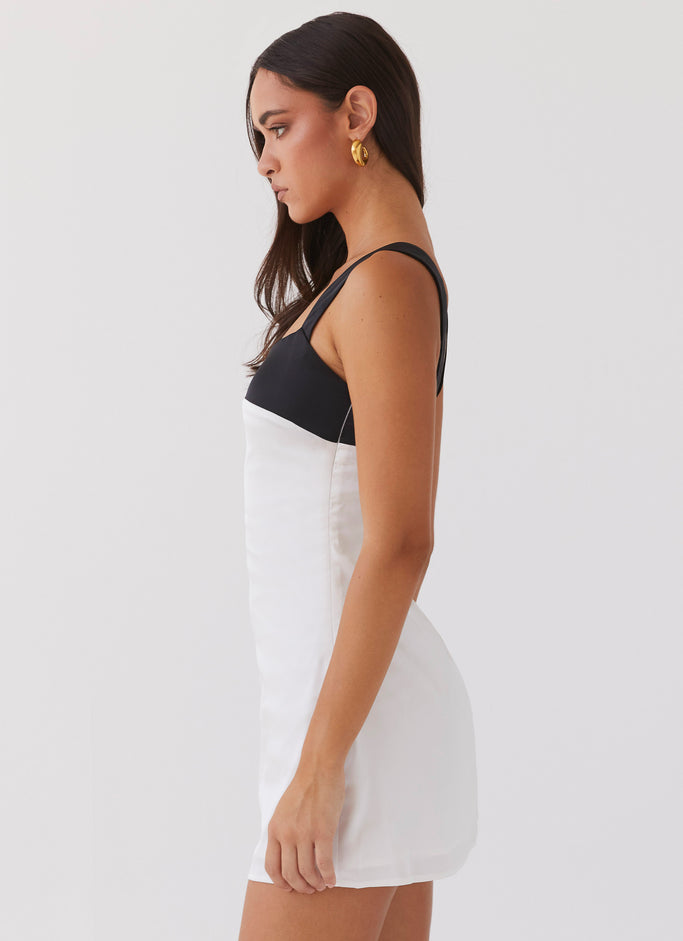 Odette Satin Mini Dress - Noir Pearl