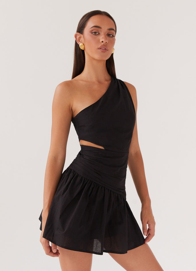 Sunkissed Hearts Linen Mini Dress - Black