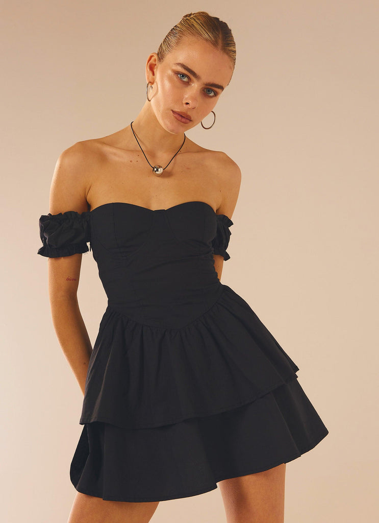 Ready Or Not Corset Mini Dress - Black - Peppermayo US
