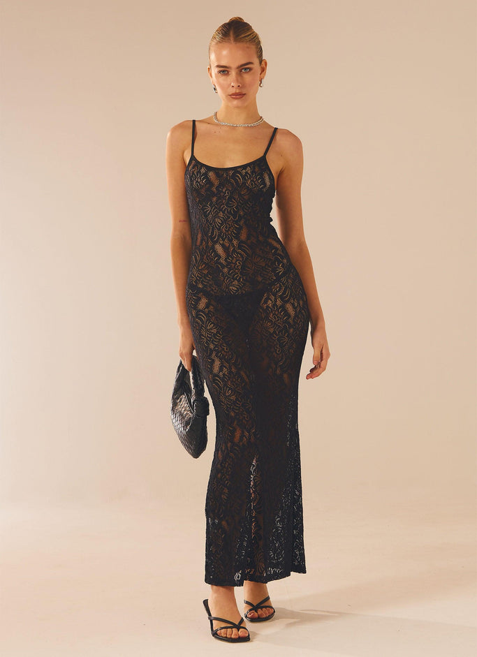 Leona Lace Maxi Dress - Black