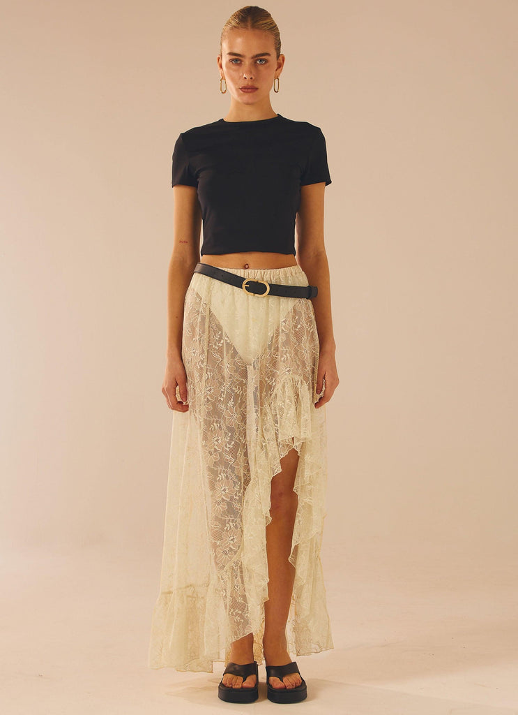 Florentina Lace Maxi Skirt - Ivory Tea - Peppermayo US