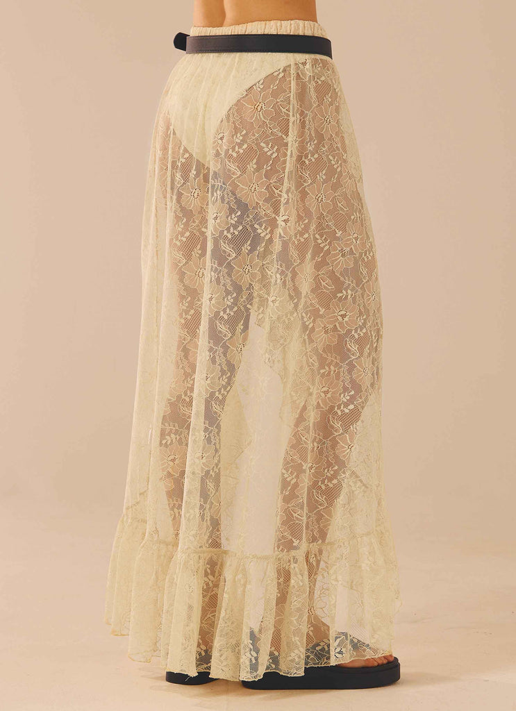 Florentina Lace Maxi Skirt - Ivory Tea - Peppermayo US