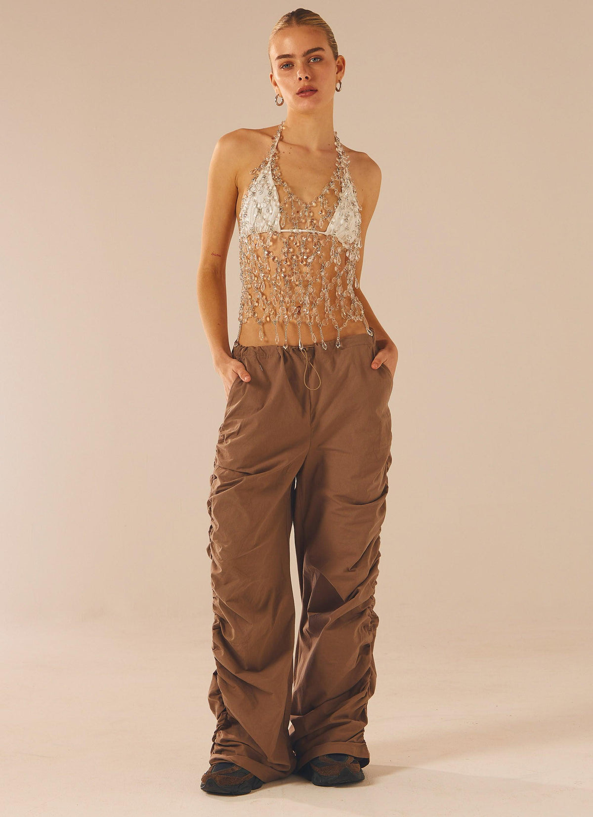 Acadia Beaded Vest Top - Silver - Peppermayo US