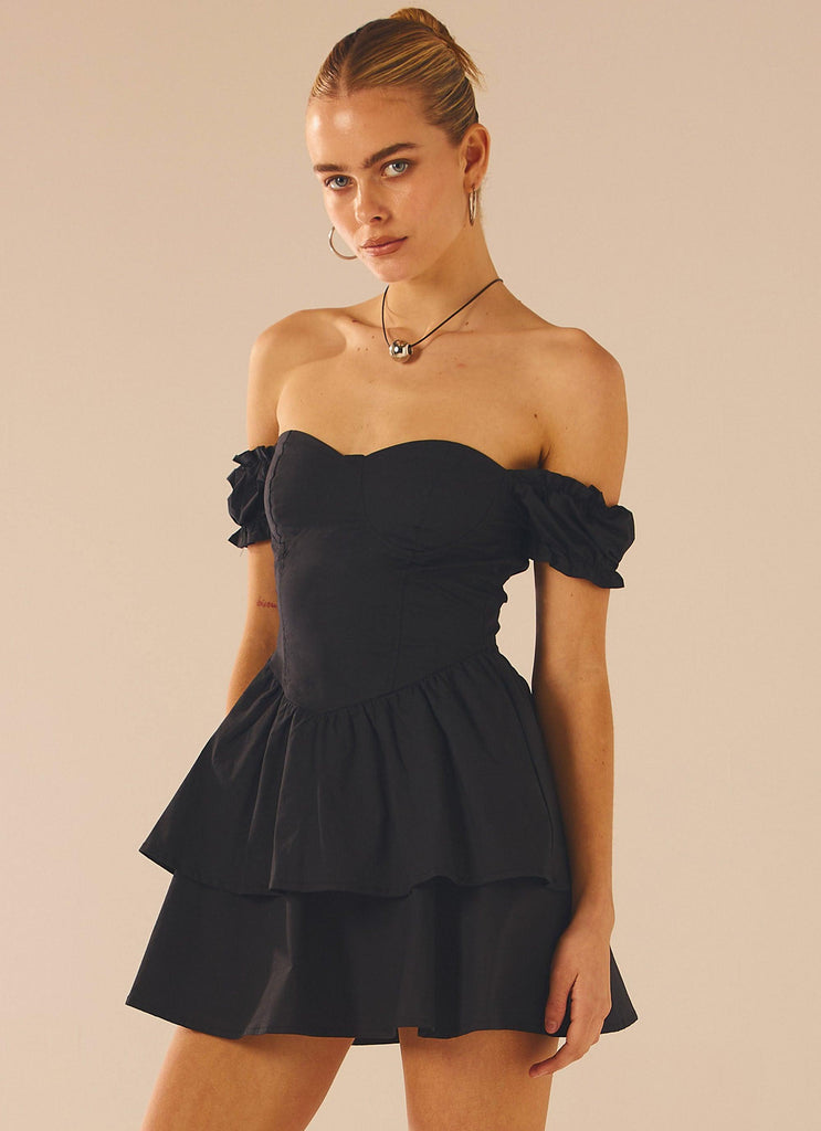 Ready Or Not Corset Mini Dress - Black - Peppermayo US