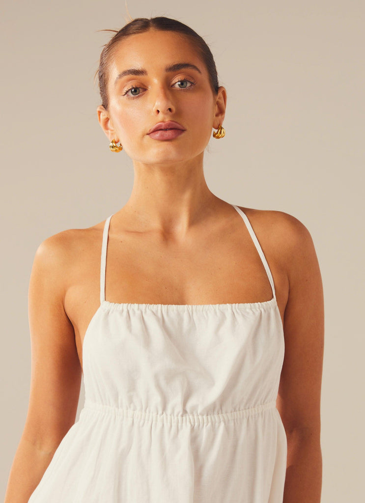 Set Me Free Linen Mini Dress - Pure White - Peppermayo US