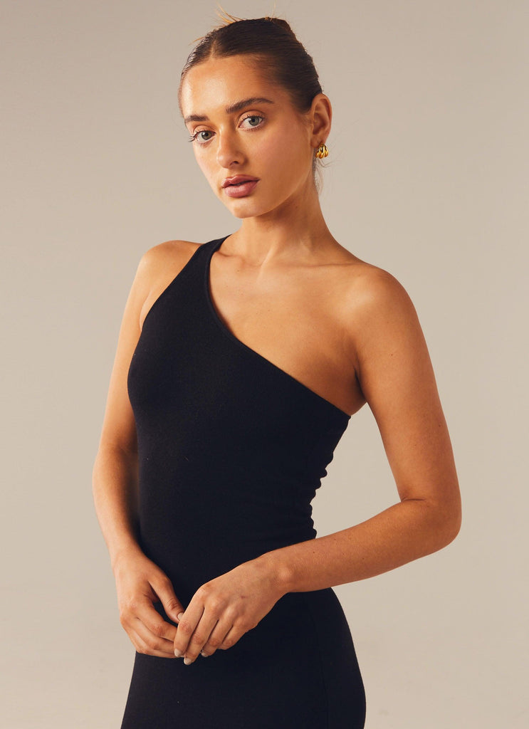 Twin Flame Knit Maxi Dress - Black - Peppermayo US