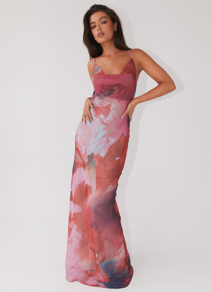 Abigail Cowl Maxi Dress - Scarlet Burst Peppermayo US Abigail Cowl Maxi Dress - Scarlet Burst Peppermayo US