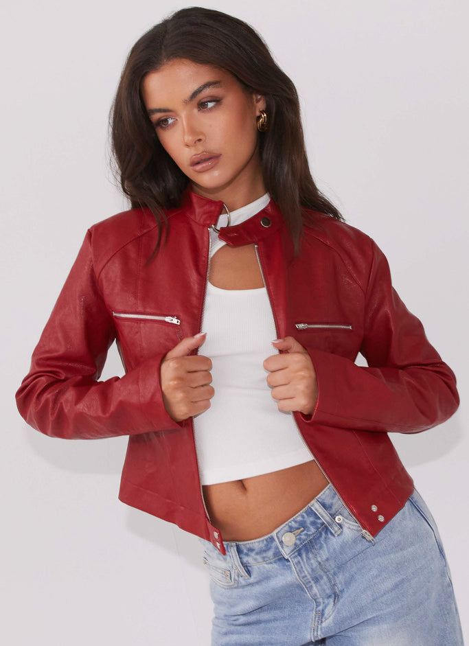 Hot Flame Fitted Jacket - Rouge Red