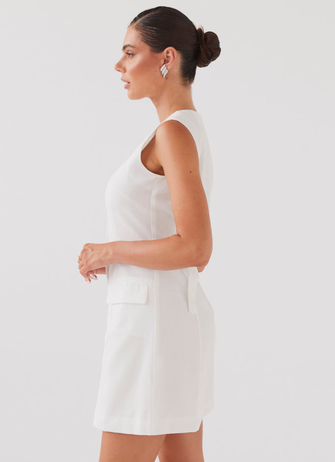 Castello Fiore Linen Mini Dress - White