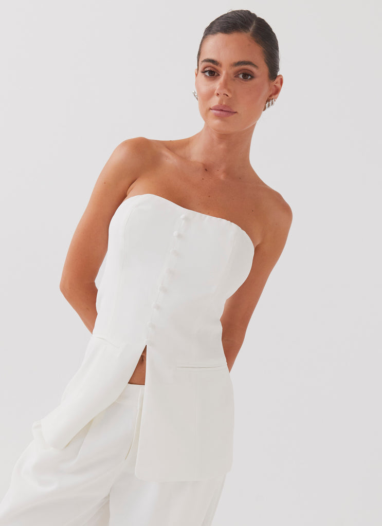 Riveria Tailored Strapless Top - Ivory – Peppermayo US