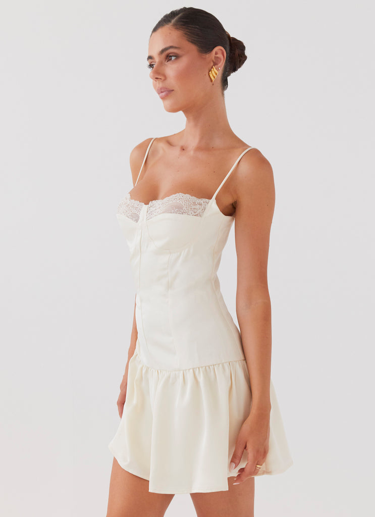 Take A Chance Bustier Mini Dress - Ivory Take A Chance Bustier Mini Dress - Ivory